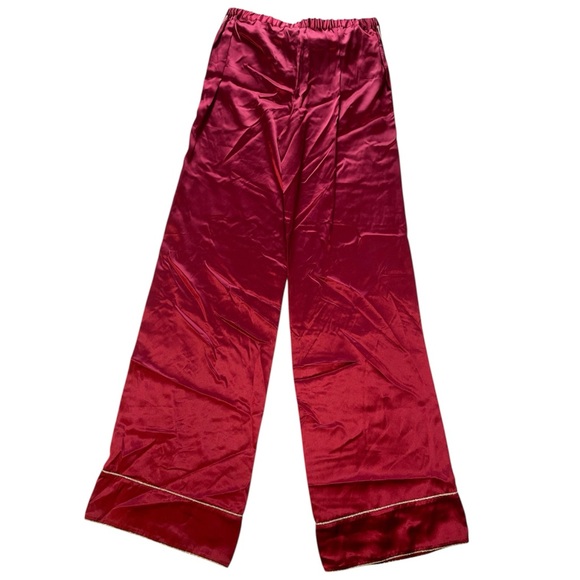 Roberto Cavalli Red Silk Pants with Gold Trim - Picture 3 of 9